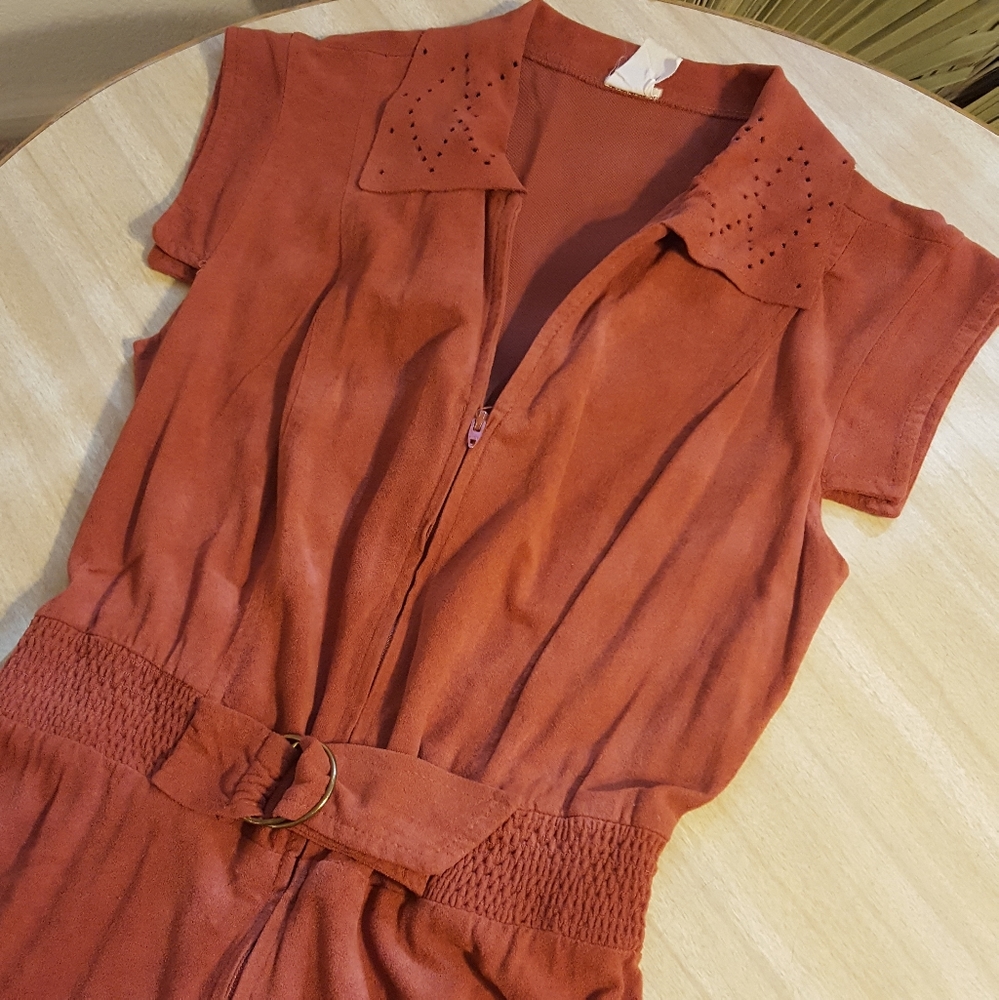 Vintage 60's / 70's Rust brown Velour Jumpsuit - Picture 9 of 10